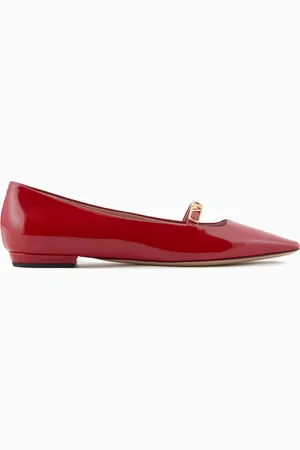 Emporio Armani Ballerine a punta in pelle verniciata con placca aquila