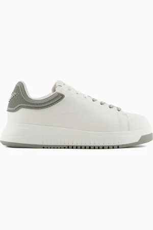 Emporio Armani Sneakers in pelle con retro in gomma e suola zigrinata
