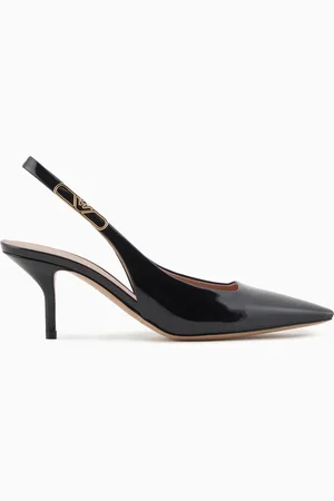 Emporio Armani Décolleté slingback in pelle verniciata con placca aquila