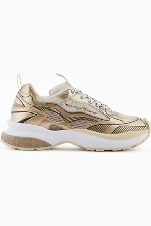 Emporio Armani Sneakers in mesh con dettagli laminati e logo signature