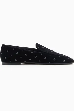 Emporio Armani Slippers in velluto con strass