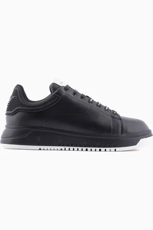 Emporio Armani Sneakers in pelle con retro in gomma e suola zigrinata