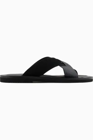 Emporio Armani Sandali crossed in pelle e suede millerighe