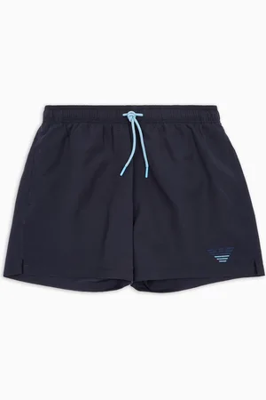 Emporio Armani Costume shorts con ricamo aquila bicolor