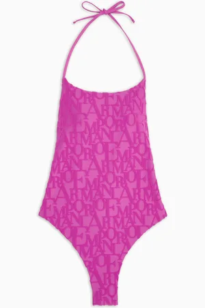 Emporio Armani Costume intero in tessuto jacquard riciclato logo bold 3D all over ASV