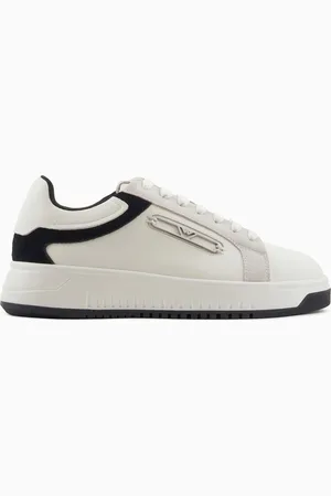 Emporio Armani Sneakers in pelle con dettagli in suede e placca aquila