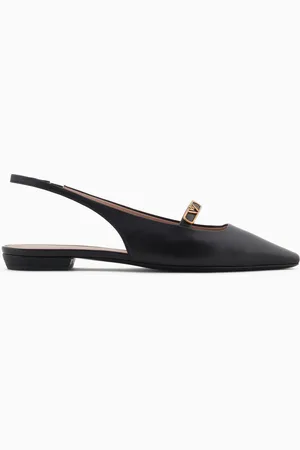 Emporio Armani Ballerine slingback in nappa con placca aquila