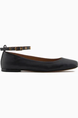 Emporio Armani Ballerine a punta squadrata in nappa con cinturino
