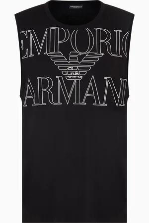 Emporio Armani Canotta beachwear in jersey organico stampa logo bold ASV