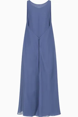 Emporio Armani Abito lungo con pannello frontale in tecno georgette