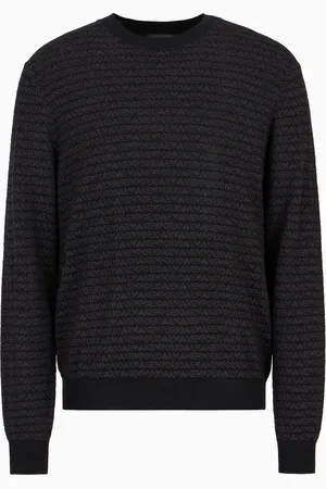 Emporio Armani Maglione in misto lyocell intarsio lettering ASV