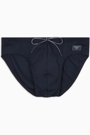 Emporio Armani Costume slip in tessuto piquet Satin label