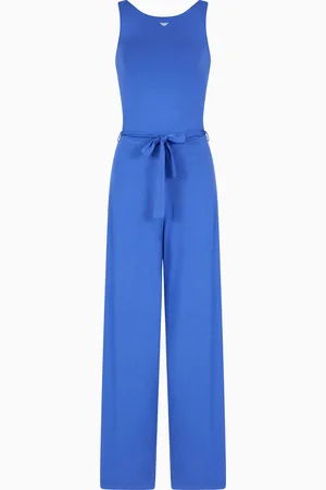 Emporio Armani Tuta beachwear logo micro borchie in viscosa riciclata ASV