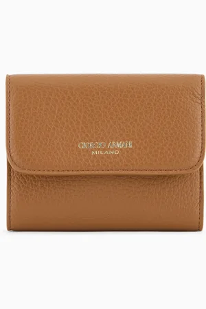 Giorgio Armani Portafoglio trifold in pelle di vitello granato