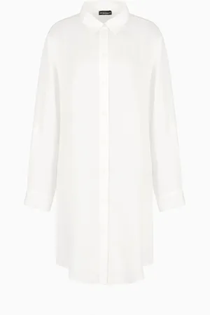 Emporio Armani Abito chemisier beachwear con dettagli merletto logati