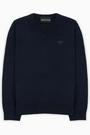 Emporio Armani Maglione scollo V in cotone punto pannocchia