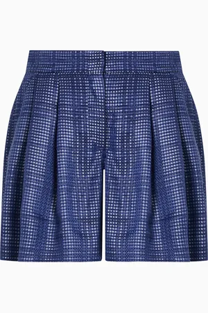 Emporio Armani Shorts con pinces in misto cupro motivo check