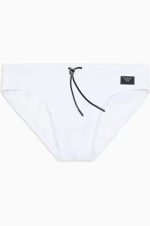 Emporio Armani Costume slip in tessuto piquet Satin label