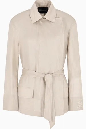 Emporio Armani Giacca camicia con pannello in puro lino