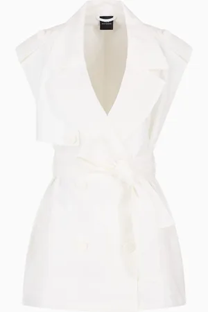 Armani Exchange Gilet doppiopetto con cintura in misto lino