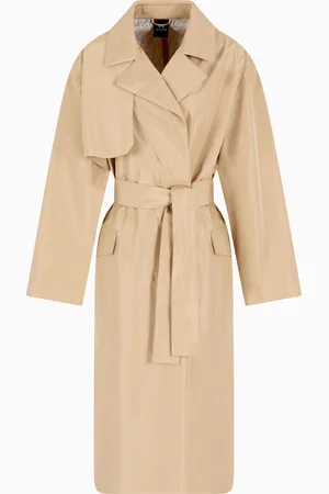 Armani Exchange Trench con cintura in tessuto lucido