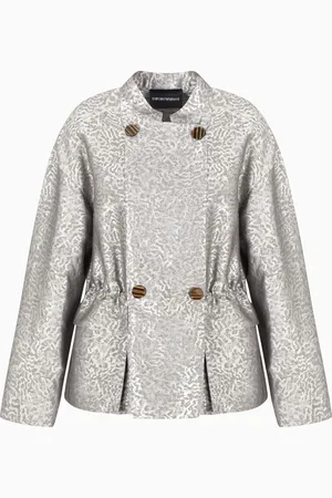 Emporio Armani Giacca con coulisse in misto lino jacquard camouflage