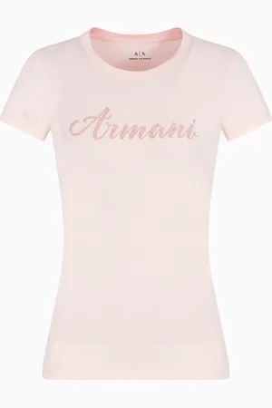 Armani Exchange T-shirt slim fit con logo con strass