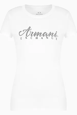 Armani Exchange T-shirt slim fit con logo con strass