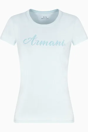 Armani Exchange T-shirt slim fit con logo con strass