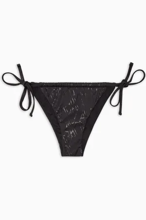 Armani Exchange Slip bikini in tessuto con logo allover