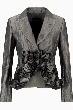 Emporio Armani Blazer con rouches decorative in taffetà memory