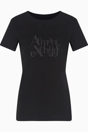 Armani Exchange T-shirt regular fit con logo glitter ASV