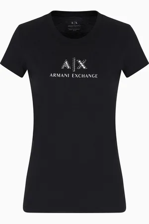 Armani Exchange T-shirt slim fit con logo e strass