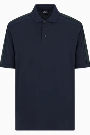 Armani Exchange Polo regular fit in piquet con bande sulle spalle