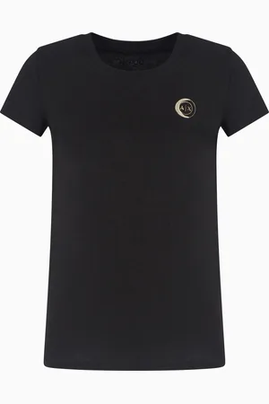 Armani Exchange T-shirt in jersey con logo metal