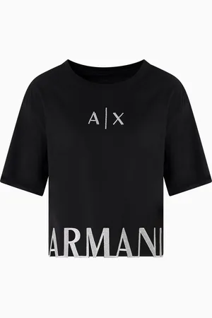 Armani Exchange T-shirt cropped con profilo con logo