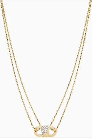 Emporio Armani Collana con piastrina in acciaio inossidabile color oro