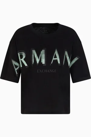 Armani Exchange T-shirt cropped con logo effetto optical
