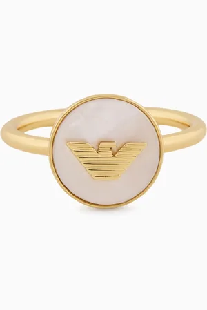 Emporio Armani Anello con punto focale centrale in ottone color oro