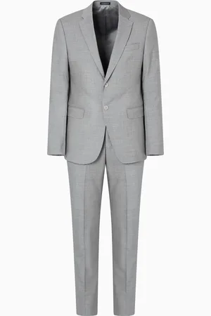 Emporio Armani Abito monopetto regular fit in fresco lana tropical stretch motivo micro check