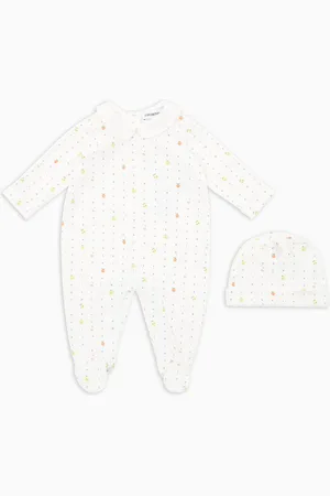 Emporio Armani Set tutina e berretto in jersey stampa Color juice