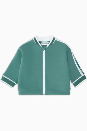 Emporio Armani Felpa con zip in double jersey con banda logata ASV