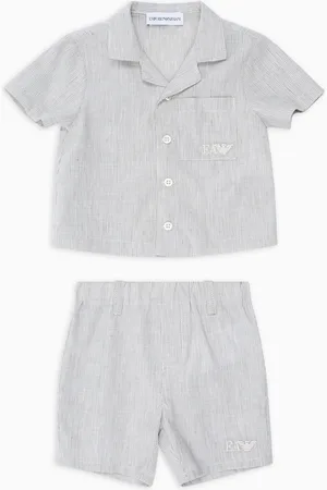 Emporio Armani Completo camicia e shorts in misto lino