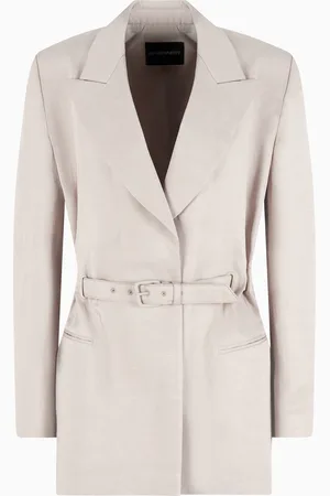 Emporio Armani Blazer con cintura in misto lino