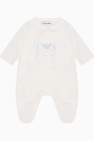 Emporio Armani Tutina collo claudine in jersey con logo