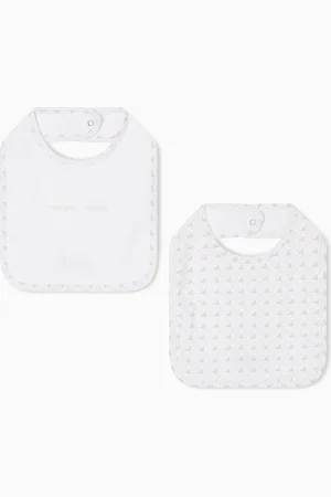 Emporio Armani Pack 2 bavaglini in jersey con logo e aquile optical