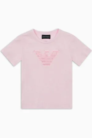 Emporio Armani T-shirt in jersey con ricamo aquila e dettagli ASV