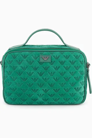 Emporio Armani Bauletto con tracolla in suede embossed eagle all over