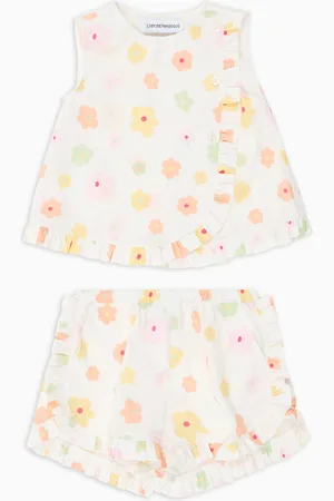 Emporio Armani Completo top e shorts in popeline stampa all over