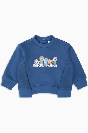 Emporio Armani Felpa in jersey organico con stampa Manga Bear Crew ASV